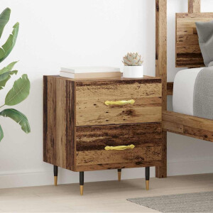 vidaXL Nachtkastje 2 pcs Oudhout 40 x 35 x 47,5 cm Bewerkt hout