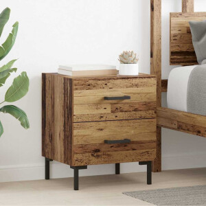 vidaXL Nachtkastje 2 pcs Oudhout 40 x 35 x 47,5 cm Bewerkt hout