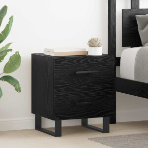 vidaXL Bedside kasten 2 pcs Zwart eiken 40 x 35 x 47,5 cm Bewerkt hout