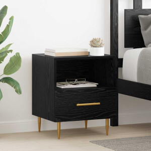 vidaXL Nachtkastje met lade 2 pcs Zwart 40 x 35 x 47,5 cm Bewerkt hout