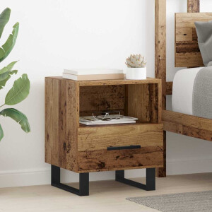 vidaXL Nachtkastje met lade Oudhout 40 x 35 x 47,5 cm Bewerkt hout