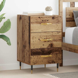 vidaXL Nachtkastje met lade Oudhout 40 x 40 x 66 cm Bewerkt hout