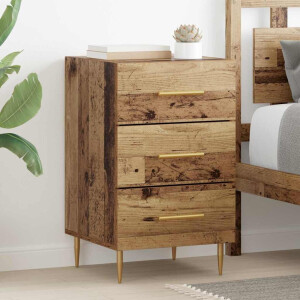 vidaXL Nachtkastje met lade Oudhout 40 x 40 x 66 cm Bewerkt hout