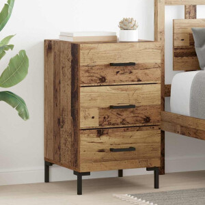 vidaXL Nachtkastje met lade Oudhout 40 x 40 x 66 cm Bewerkt hout