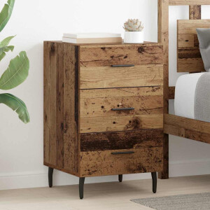 vidaXL Nachtkastje met lade Oudhout 40 x 40 x 66 cm Bewerkt hout