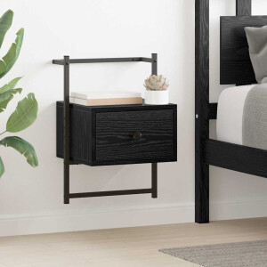 vidaXL Nachtkastje 2 pcs Zwart Eiken 35 x 30 x 51 cm Bewerkt hout