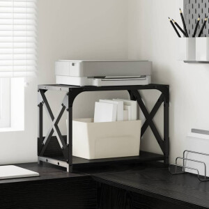 vidaXL Printerstand Zwart Eiken 44 x 26 x 31,5 cm Bewerkt hout