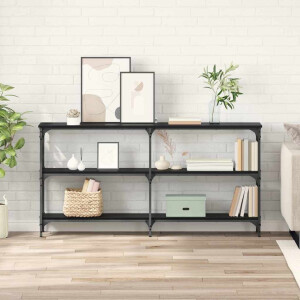 vidaXL Wandtafel Zwart Eiken 150 x 29 x 75 cm Geperst Hout en Metaal