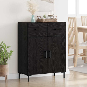 vidaXL Dressoir met lade Zwart Eiken 69,5 x 34 x 90 cm Bewerkt hout