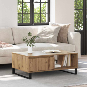 vidaXL Salontafel Artisan Eiken 90 x 60 x 35 cm Bewerkt hout