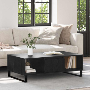 vidaXL Salontafel Zwart Eiken 104 x 60 x 35 cm Bewerkt hout