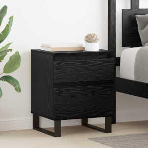 vidaXL Nachtkastje 2 pcs Zwart Eiken 40 x 35 x 50 cm Bewerkt hout