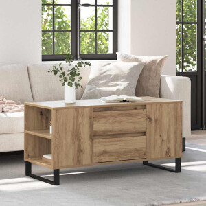 vidaXL Salontafel Artisan Eiken 102 x 44,5 x 50 cm Bewerkt hout