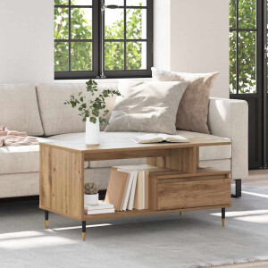 vidaXL Salontafel met lade Artisan Eiken 90 x 49 x 45 cm Bewerkt hout