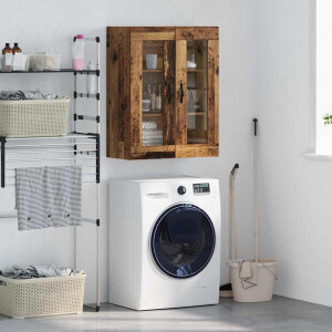 vidaXL Wandkast Oud Hout 69,5 x 34 x 90 cm Geengineerd Hout en Glas
