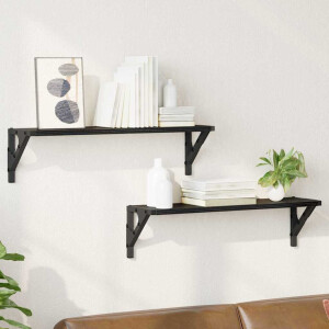 vidaXL Wandplanken 2 pcs Zwart Eiken 60 x 15 x 15,5 cm Bewerkt hout