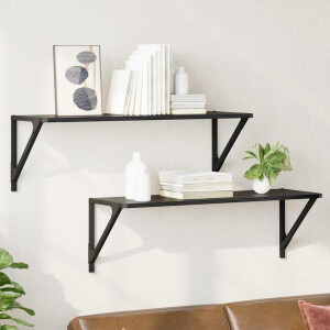 vidaXL Wandplanken 2 pcs Zwart Eiken 80 x 25 x 25,5 cm Bewerkt hout