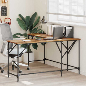 vidaXL Bureau Oud Hout 149 x 149 x 75 cm Bewerkt hout