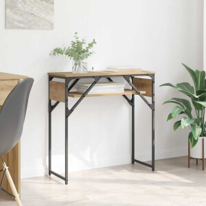 vidaXL Consoletafel artisanaal eikenkleurig 75x30x75cm Bewerkt hout