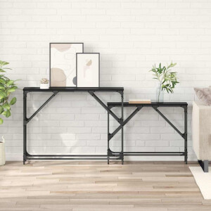 vidaXL Wandtafel 2 pcs Zwart Eiken 100 x 28 x 75 cm Bewerkt hout