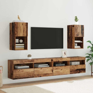 vidaXL Wandgemonteerde TV-kasten 2 pcs Oud Hout 30,5 x 30 x 60 cm