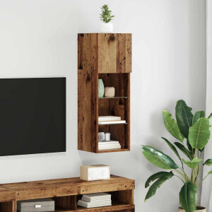 vidaXL Wandgemonteerd tv-meubel Oudhout 30,5 x 30 x 90 cm Bewerkt hout