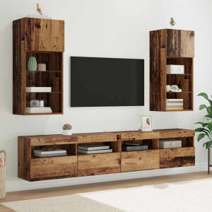 vidaXL Wandgemonteerde TV-kasten 2 pcs Oud Hout 40,5 x 30 x 90 cm
