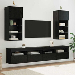 vidaXL Wandgemonteerde TV-kasten 2 pcs Zwart Eiken 40,5 x 30 x 90 cm