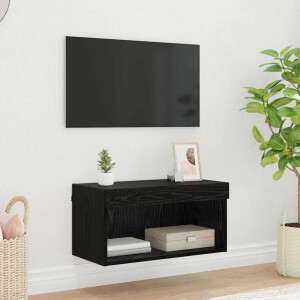 vidaXL Tv-meubelset met LED Zwart Eiken 60 x 30 x 30 cm Bewerkt hout