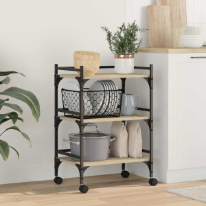 vidaXL Keuken Trolley Sonoma Eiken 50 x 35 x 75,5 cm Bewerkt hout