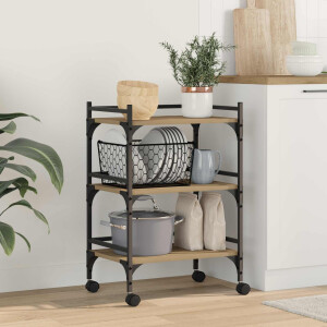 vidaXL Keuken Trolley Artisan Eiken 50 x 35 x 75.5 cm Bewerkt hout