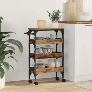 vidaXL Keuken Trolley Oud Hout 53 x 20 x 76 cm Bewerkt hout