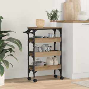 vidaXL Keuken Trolley Artisan Eiken 53 x 20 x 76 cm Bewerkt hout