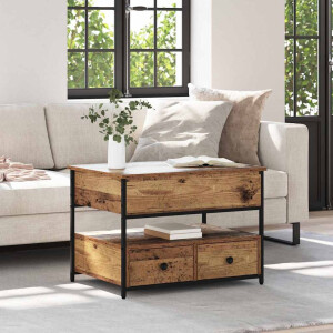 vidaXL Salontafel met lade Oud hout 70x50x50cm Bewerkt hout