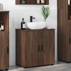 vidaXL Badkamer Kast Bruin Eiken 61 x 35 x 64 cm Bewerkt hout & Metaal