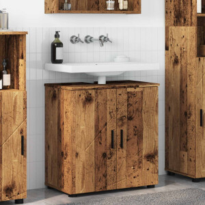 vidaXL Badkamer Kast Oud Hout 61 x 35 x 64 cm Bewerkt hout & Metaal