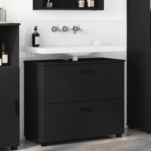 vidaXL Badkamer Kast Zwart 76,5 x 35 x 64 cm Bewerkt hout & Metaal