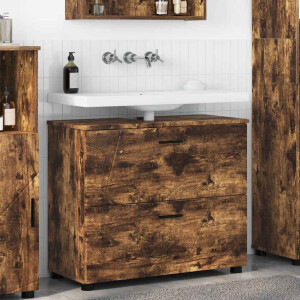 vidaXL Badkamer Kast met lade Gerookt eiken 76,5 x 35 x 64 cm