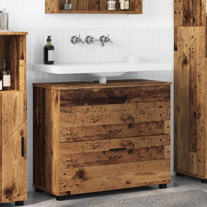 vidaXL Badkamer Kast met lade Oud hout 76,5 x 35 x 64 cm Bewerkt hout