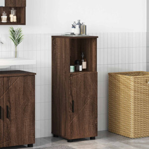 vidaXL Badkamer Kast Bruin Eiken 30 x 35 x 95 cm Bewerkt hout & Metaal