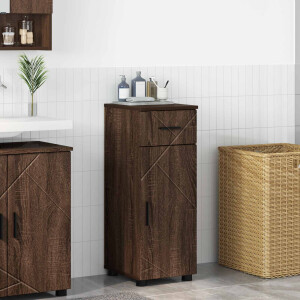 vidaXL Badkamer Kast Bruin Eiken 30 x 35 x 80 cm Bewerkt hout & Metaal