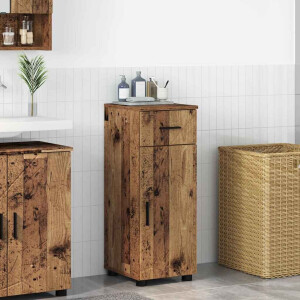 vidaXL Badkamer Kast met lade Oud hout 30 x 35 x 80 cm Bewerkt hout