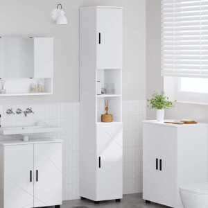 vidaXL Hoge badkamerkast met opslag Wit 30 x 35 x 192 cm Bewerkt hout