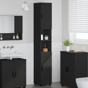 vidaXL Hoge badkamerkast Zwart 30 x 35 x 192 cm Bewerkt hout