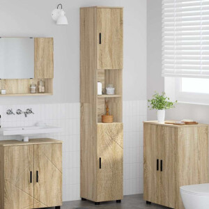 vidaXL Hoge badkamerkast Sonoma eiken 30 x 35 x 192 cm Bewerkt hout