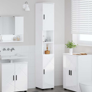 vidaXL Hoge badkamerkast Hoogglans wit 30 x 35 x 192 cm Bewerkt hout