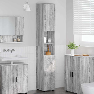 vidaXL Hoge badkamerkast Grijs sonoma 30 x 35 x 192 cm Bewerkt hout