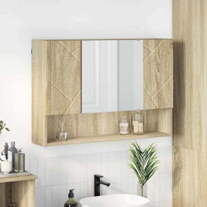 vidaXL Badkamer spiegelkast Sonoma eiken 80 x 17 x 55 cm Bewerkt hout