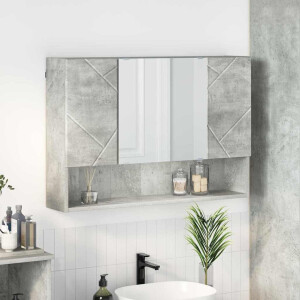 vidaXL Spiegelkast met opslag Beton Grijs 80 x 17 x 55 cm Bewerkt hout