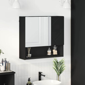 vidaXL Spiegelkast met plank Zwart 59 x 17 x 55 cm Bewerkt hout